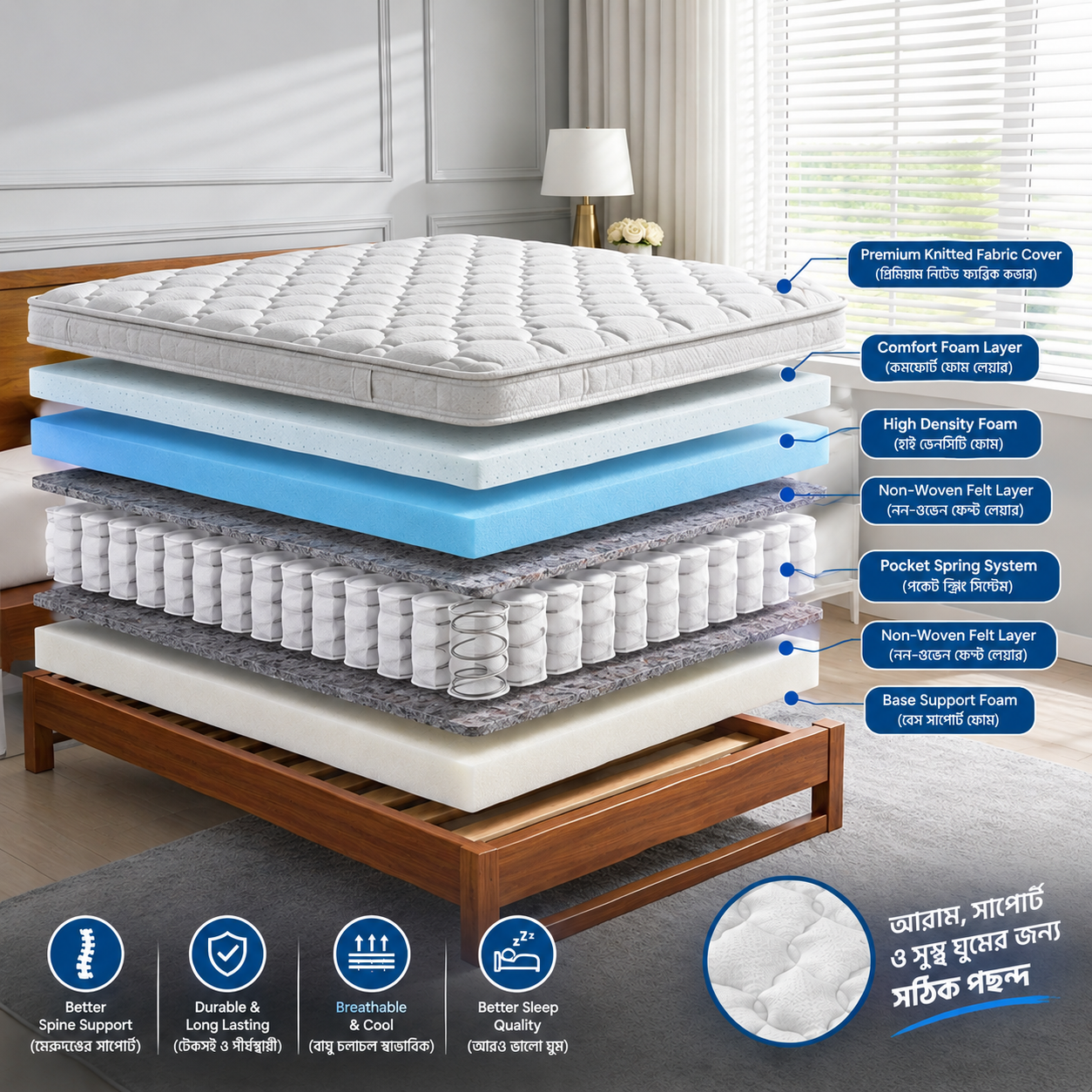 Rushan Super Pocket Spring Mattress